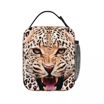 Leopard Изолированные сумки для ланча Портативные сумки для пикника Термоохладитель Ланч-бокс Ланч-тоут для женщин Работа Дети Школа
