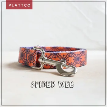 PLATTCO уникальный принт поводка для собак SPIDER WEB узор в сочетании с высококачественной серебряной пряжкой 5 размер PDL336S