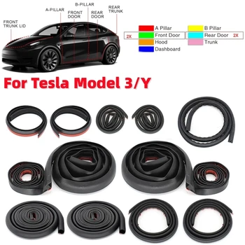 11 шт./комплект Комплект уплотнительных полос двери автомобиля Резиновый шумоизоляционный уплотнитель Набор звукоизоляционных уплотнительных полос для Tesla Model 3 / Y