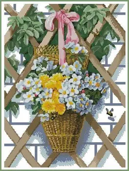 Ванильная цветочная корзина 41-52 Вышивка DIY 14CT Непечатное искусство Наборы для вышивки крестом Набор Вышивка крестом Домашний декор